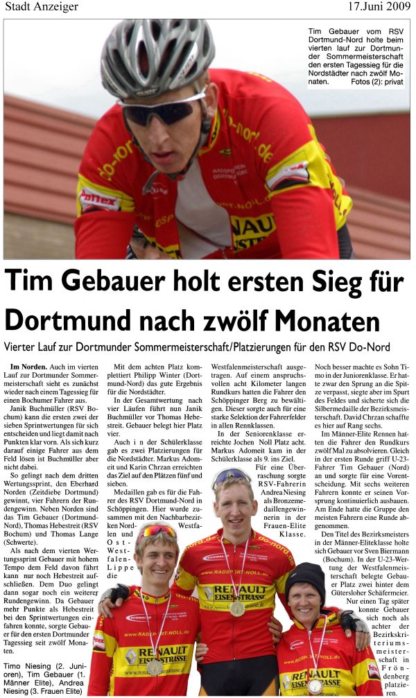Tim Gebauer holt ersten Sieg für Dortmund...